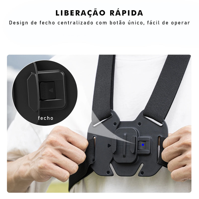 GoPro, Colete peitoral para câmera GoPro/Sports - Gravação POV estável, ajuste rápido e compatível com Hero/DJI/Insta360