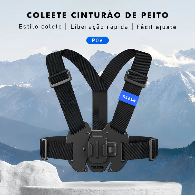 GoPro, Colete peitoral para câmera GoPro/Sports - Gravação POV estável, ajuste rápido e compatível com Hero/DJI/Insta360