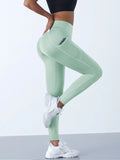 Novas leggings femininas de cintura alta, calças elásticas de ioga com bolsos, push up, fitness, corrida, roupas esportivas, calças de cor sólida