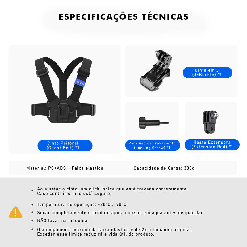 GoPro, Colete peitoral para câmera GoPro/Sports - Gravação POV estável, ajuste rápido e compatível com Hero/DJI/Insta360