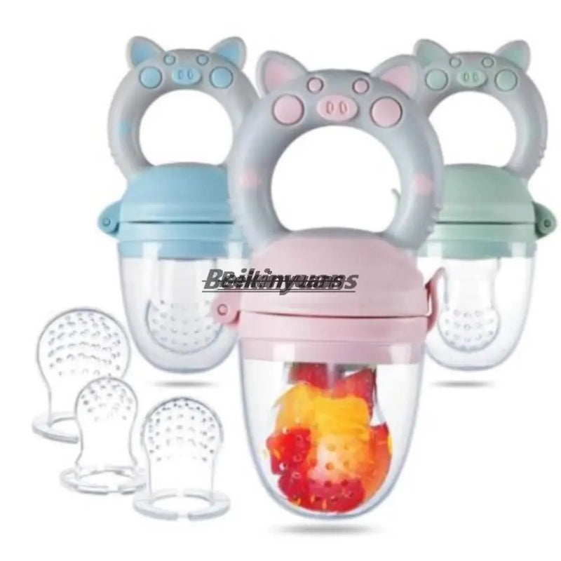 Chupeta de bebê frutas e vegetais saco de mordida de bebê recém-nascido porco le molar palito para comer frutas consistindo de silicone goma de dente chupeta